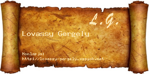 Lovassy Gergely névjegykártya